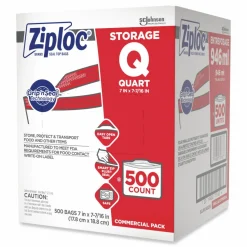 Ziploc Double Zipper Storage Bags, Quart, 7