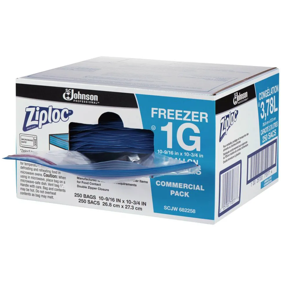 Ziploc Freezer And Storage Bags, 1 Gallon, Box Of 250 Bags