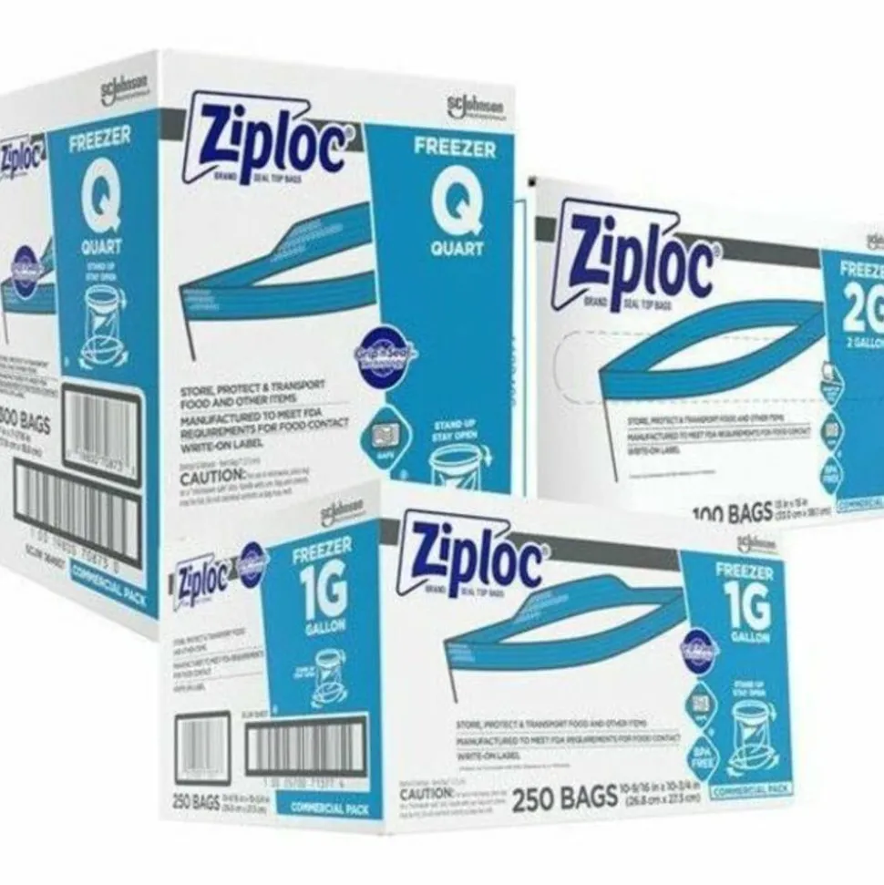 Ziploc Freezer And Storage Bags, 1 Gallon, Box Of 250 Bags