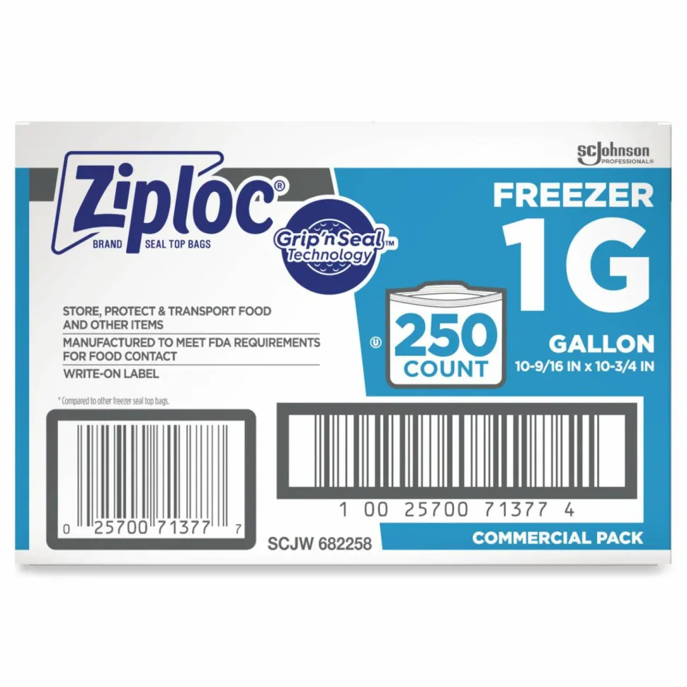 Ziploc Freezer And Storage Bags, 1 Gallon, Box Of 250 Bags