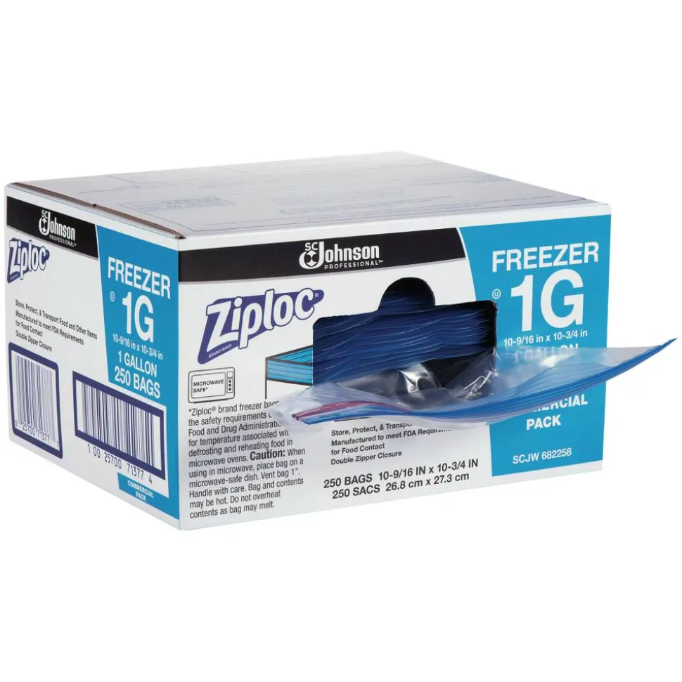 Ziploc Freezer And Storage Bags, 1 Gallon, Box Of 250 Bags