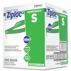 Ziploc Resealable Sandwich Bags, 6.5" x 6", Clear, 500/Box